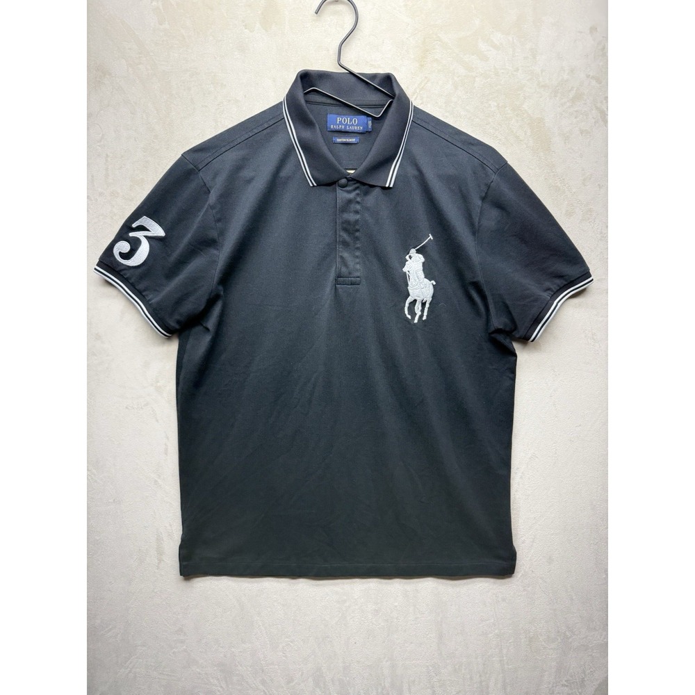 Polo Ralph Lauren Shirt Mens Extra Large Black Polo Custom Slim Fit Big Pony